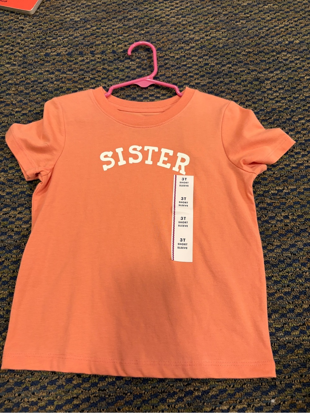 Cat & Jack Coral Short Sleeve "SISTER" Graphic Tee